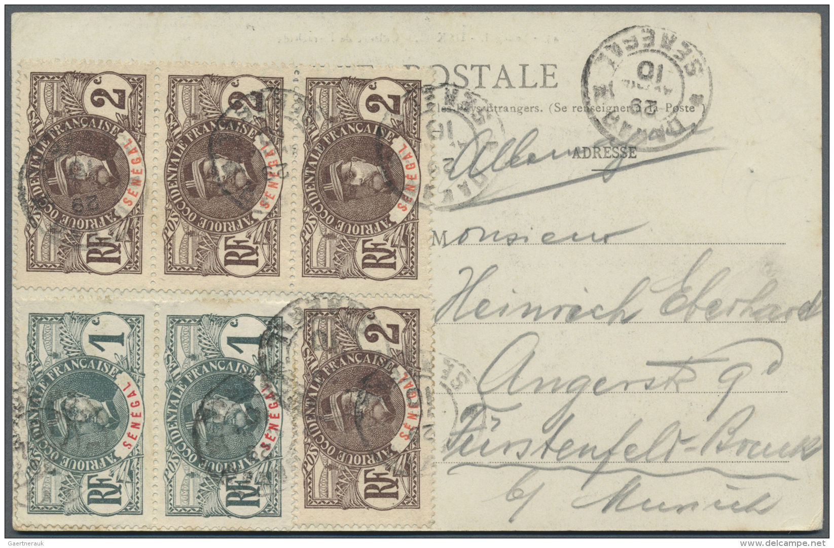 Senegal: 1910/1950 (ca.), Assortment Of Apprx. 100 Covers/cards, Apparently Chiefly Commercial Mail, Showing A Very Inte - Senegal (1960-...)