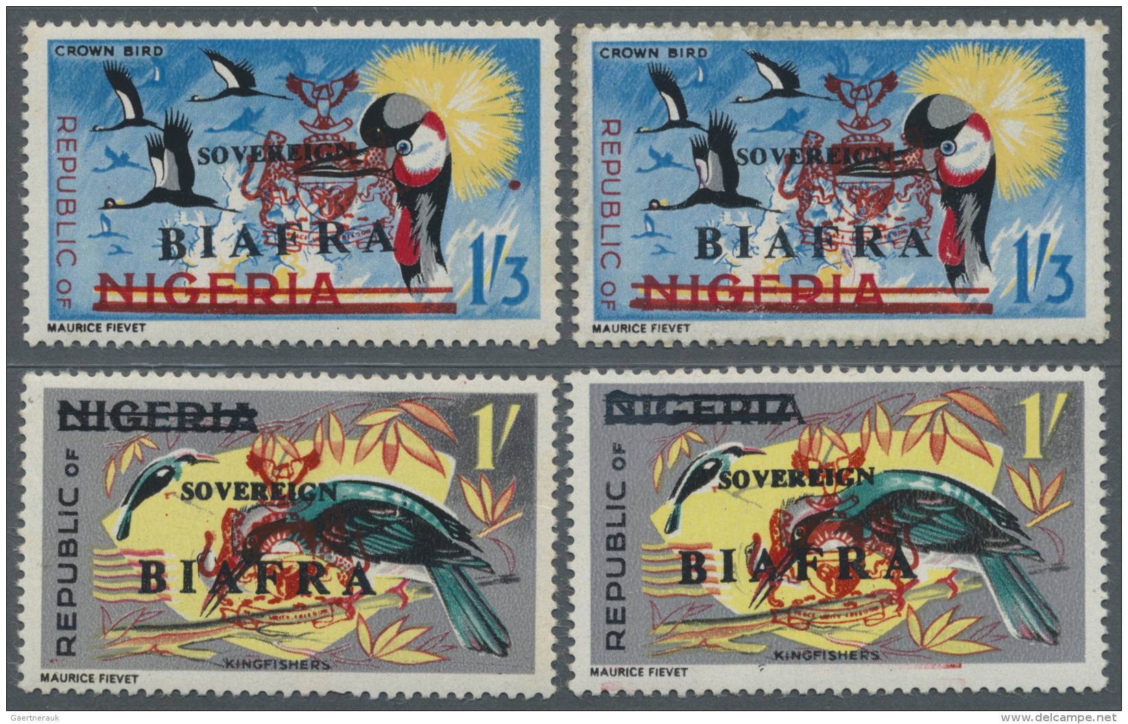 Biafra: 1968, "SOVEREIGN BIAFRA" Overprints, Two Complete Mint Sets. - Nigeria (1961-...)