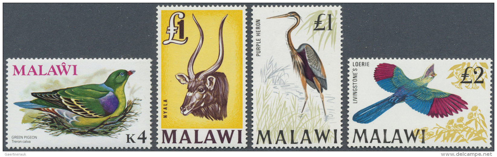 Malawi: 1964/1975 (ca.), Small Accumulation On Two Stocksheets With Some Better Values And Incl. Several Complete Sets, - Malawi (1964-...)