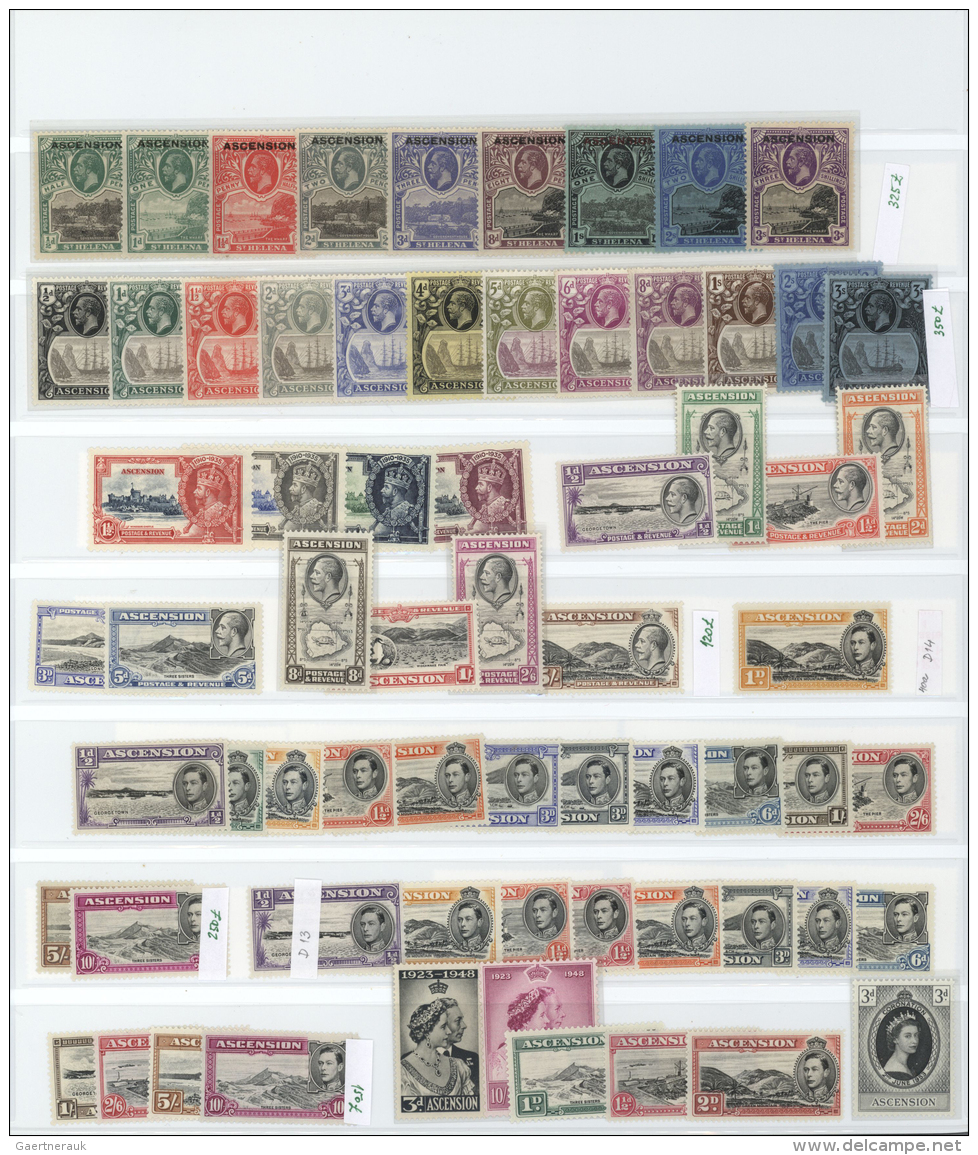 Ascension: 1922/1968, Mint Collection On Stocksheet, Incl. SG Nos. 1/9, 10/20, 21/30, 38/47 26v., 57/69 Etc. - Ascension