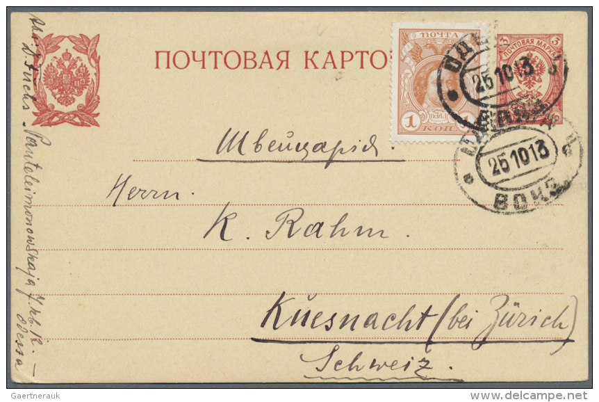 Ukraine: 1900/1915 (ca): ODESSA. Small Collection With 4 Letters/postal Stationary With Different Cancels Of Railway Sta - Ukraine
