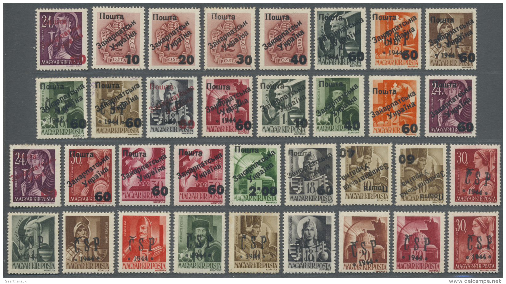 Karpaten-Ukraine: 1945, Lot Of 55 Stamps, All Genuine, Mostly LH, Few Small Faults Noted. Most Signed V. Steiden, Bulat, - Ukraine