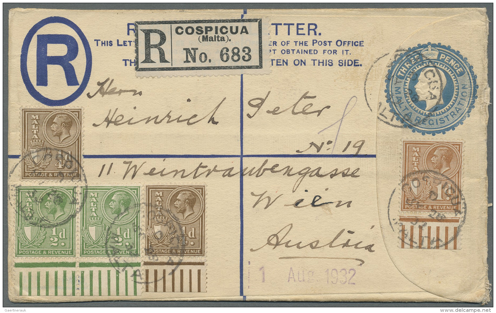 Malta: 1887/1932, Lot Of 16 Better Entires (single Lots), Comprising Uprated Stationeries, Postage Due Markings, Incomin - Malta