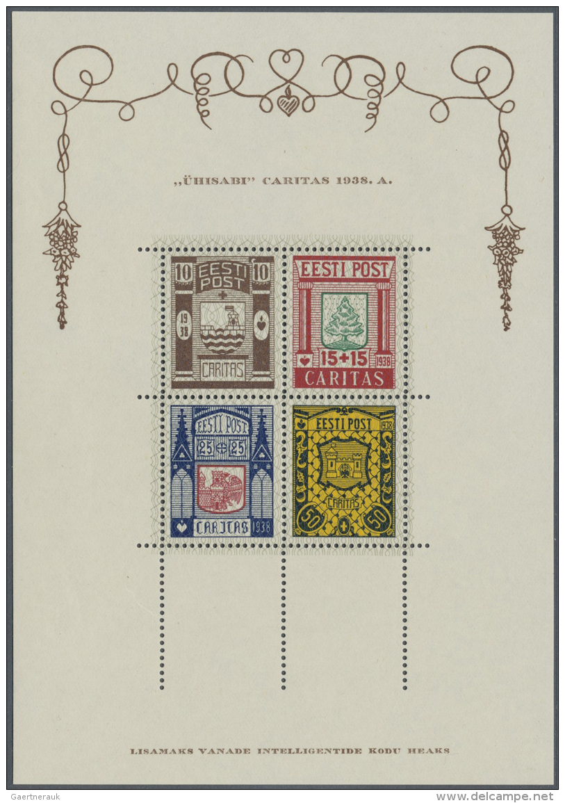 Estland: 1918-1940: Collection Of Hundreds Of Mint And Used Stamps From First Issue Including All The Souvenir Sheets (m - Estonia