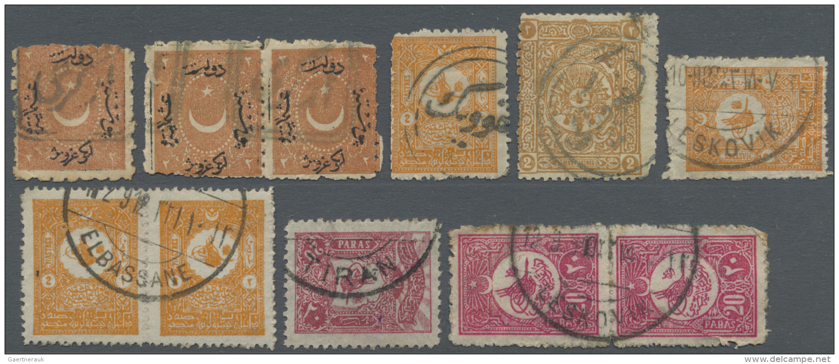 Albanien - Stempel: 1870-1910, Collection Of Ottoman Turkey Cancellations From ALBANIA On Stamps, Rare Small Towns Inclu - Albanien