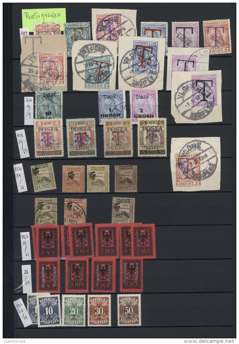 Albanien - Portomarken: 1914/1940, Mint And Used Collection Of Apprx. 55 Stamps From "T" Overprints, 1940 Coat Of Arms I - Albanien