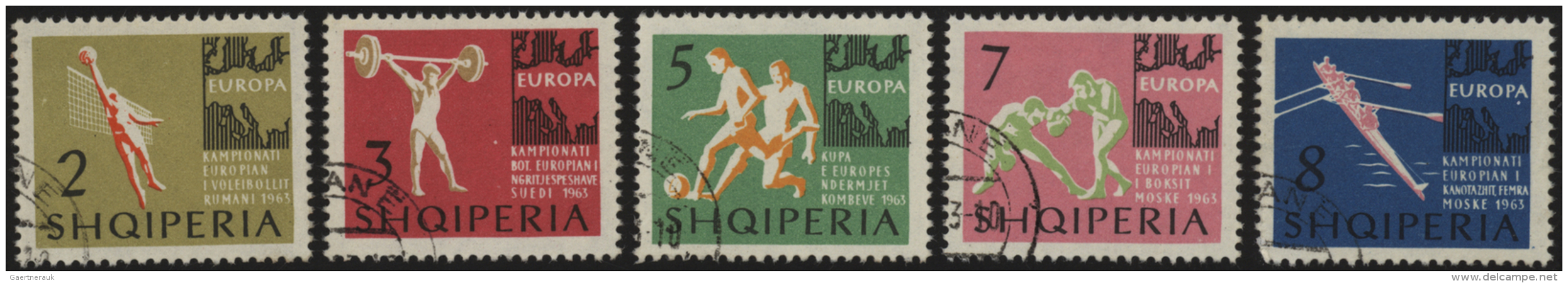Albanien: 1963, "Europameisterschaften", Alter Gr&ouml;&szlig;h&auml;ndler-Bestand Mit 500 S&auml;tzen Gez&auml;hnt **, - Albanien