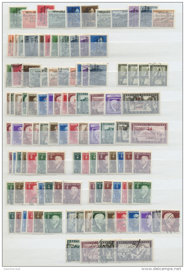 Albanien: 1939/1944, Italian Period/German Occupation, Mainly Mint Assortment On Stocksheet With Many Interesting Issues - Albanien