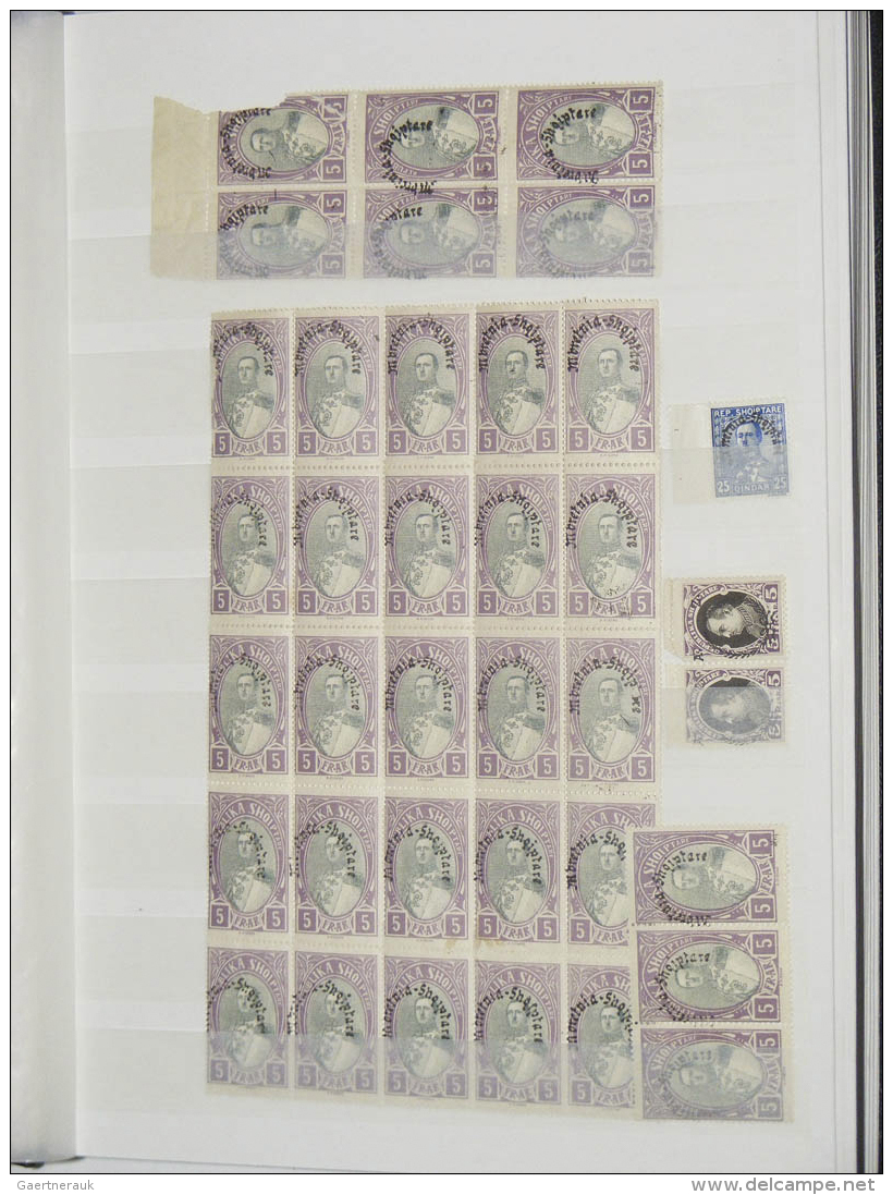 Albanien: 1920/30 (ca.): Collection MNH Sheetparts Of Albania Ca. 1920-1930 In 2 Stockbooks. Contains A.o. (Michel No's) - Albanien