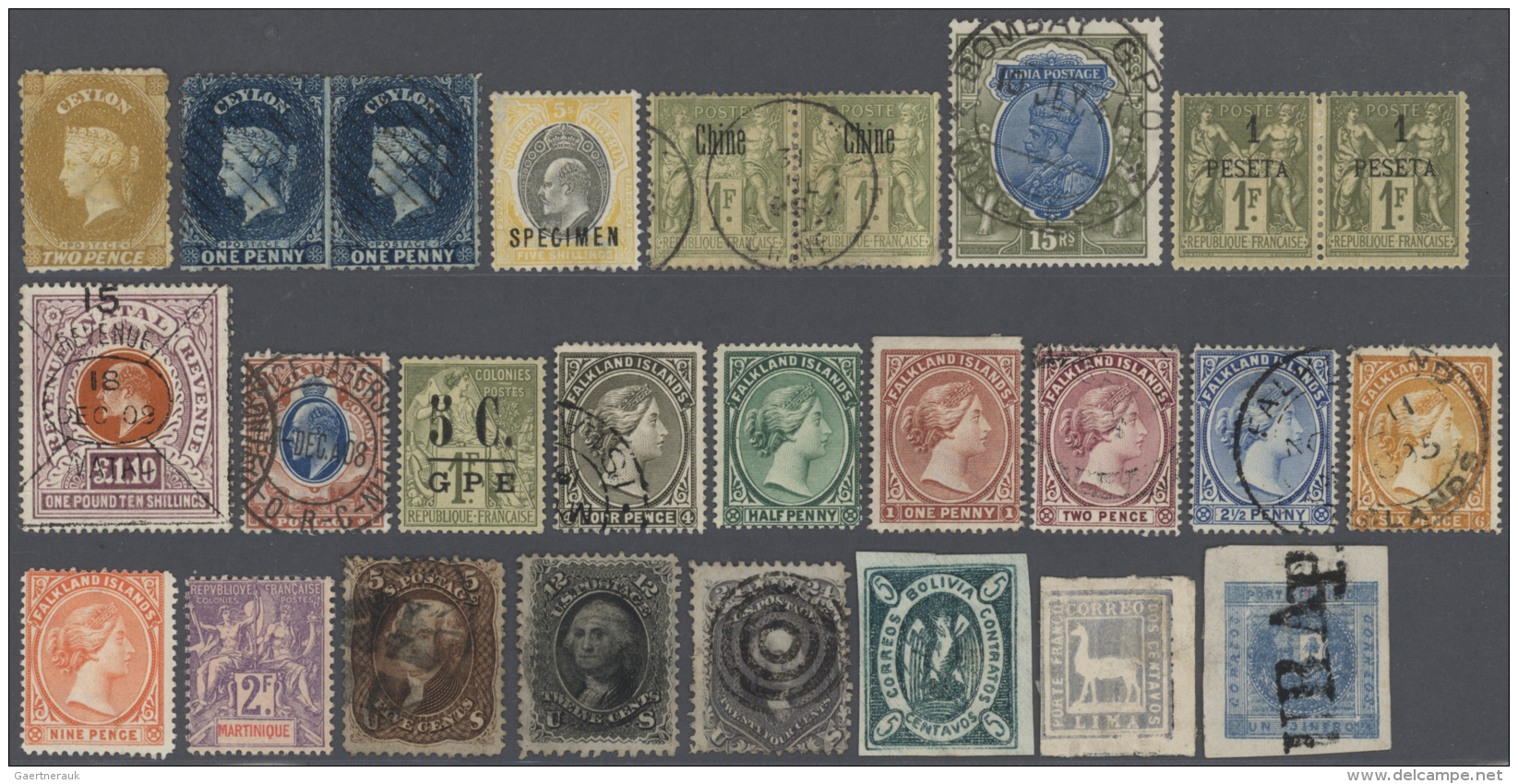 &Uuml;bersee: 1855/1900 (ca.), Used And Mint Collection In A Stockbook, Comprising British And French Colonies, American - Andere & Zonder Classificatie