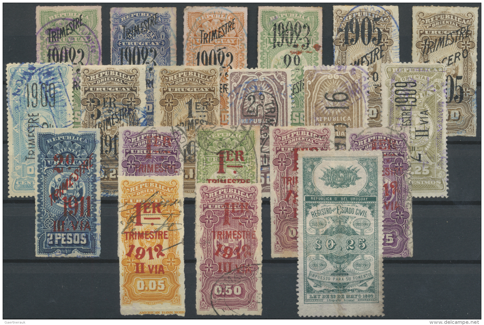 Uruguay - Besonderheiten: 1890/1920 (ca.), Klassische Partie Von Stempelmarken, Auch  Pesos-Werte, Insges. 165 Werte. As - Andere & Zonder Classificatie