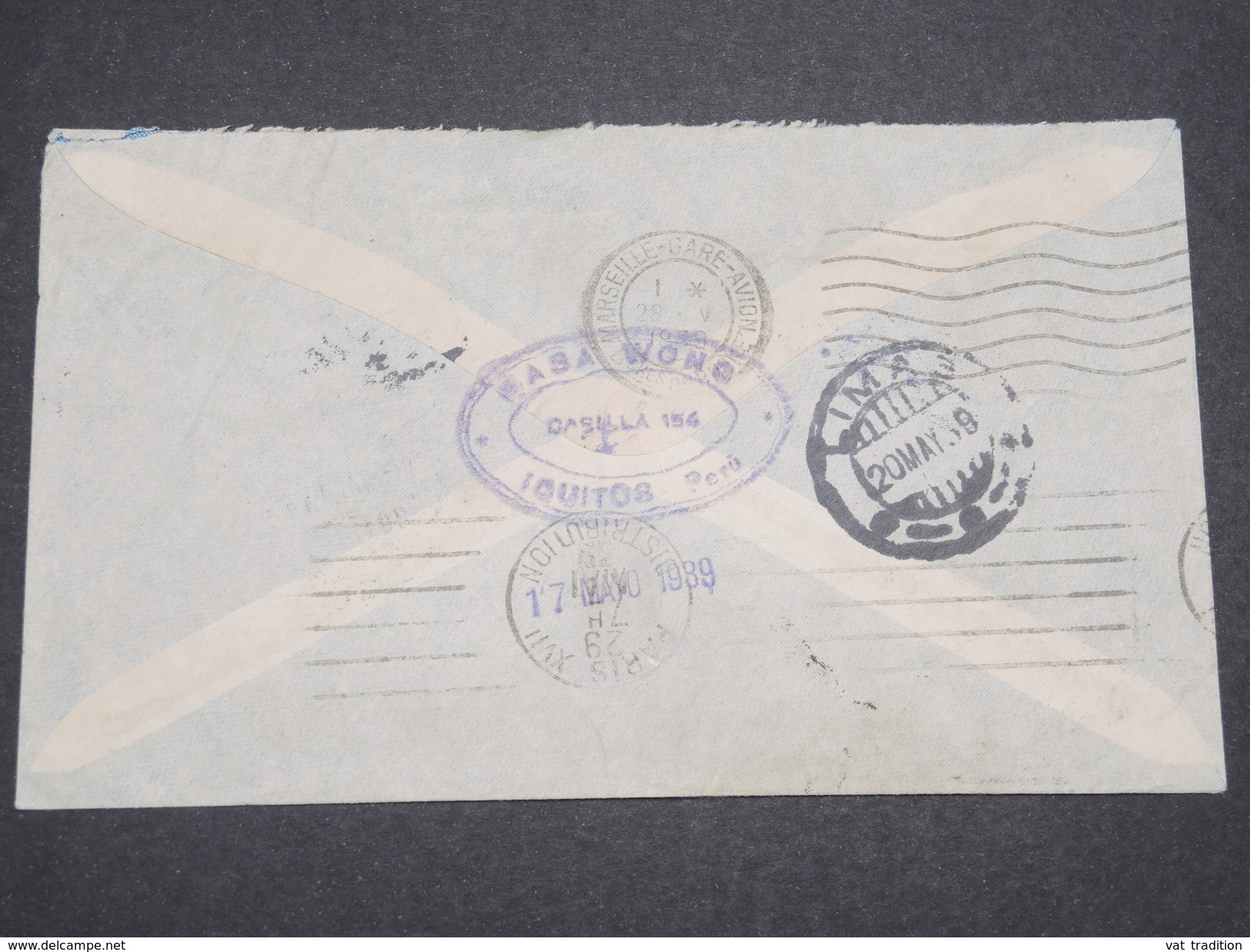 PEROU - Enveloppe De Iquitos Pour La France En 1939 , Affranchissement Plaisant - L 7898 - Pérou