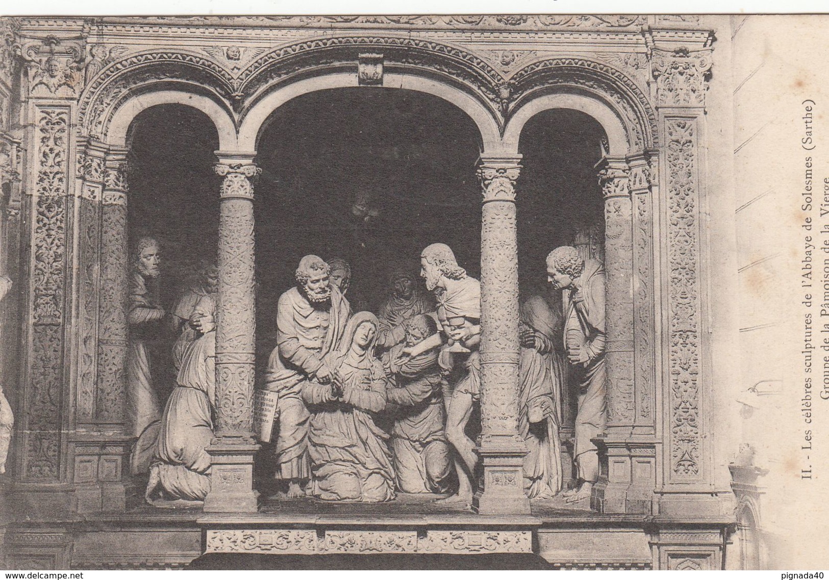 Cp , 72 , SOLESMES , Abbaye Des Bénédictins , Les Célèbres Sculptures, Groupe De La Pâmoison De La Vierge - Solesmes
