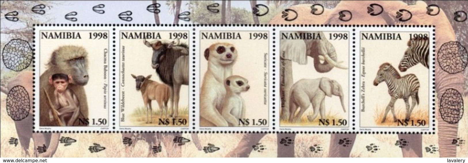 NAMIBIA 1998 Wildlife Elephants Monkeys Zebras Mammals Animals Fauna MNH - Elefanten