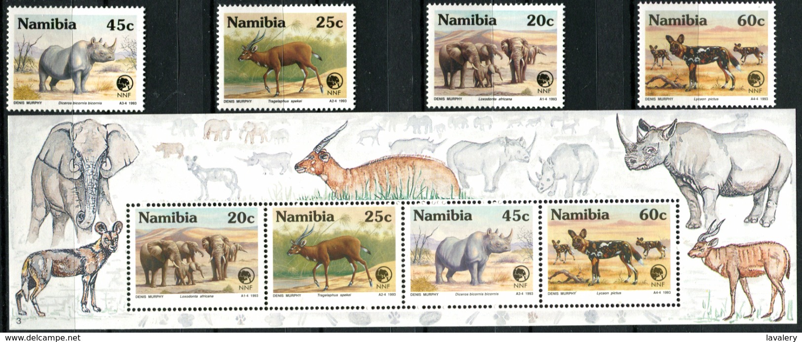 NAMIBIA 1993 Endangered Species Wildlife Elephants Rhino Wild Animals Fauna MNH - Elephants