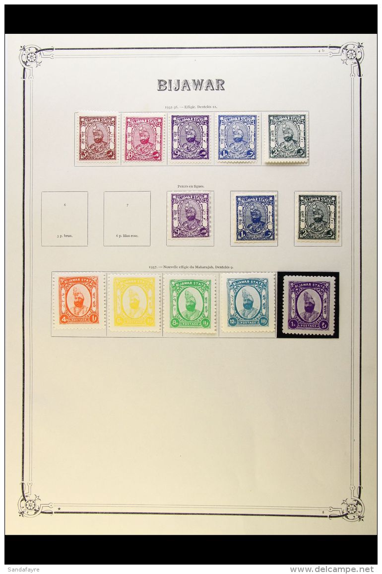 BIJAWAR  1935-37 Very Fine Mint Collection, Includes 1935-36 Perf 11 Set Of Five, 1936 Rouletted 9p, 1a, And 2a,... - Autres & Non Classés