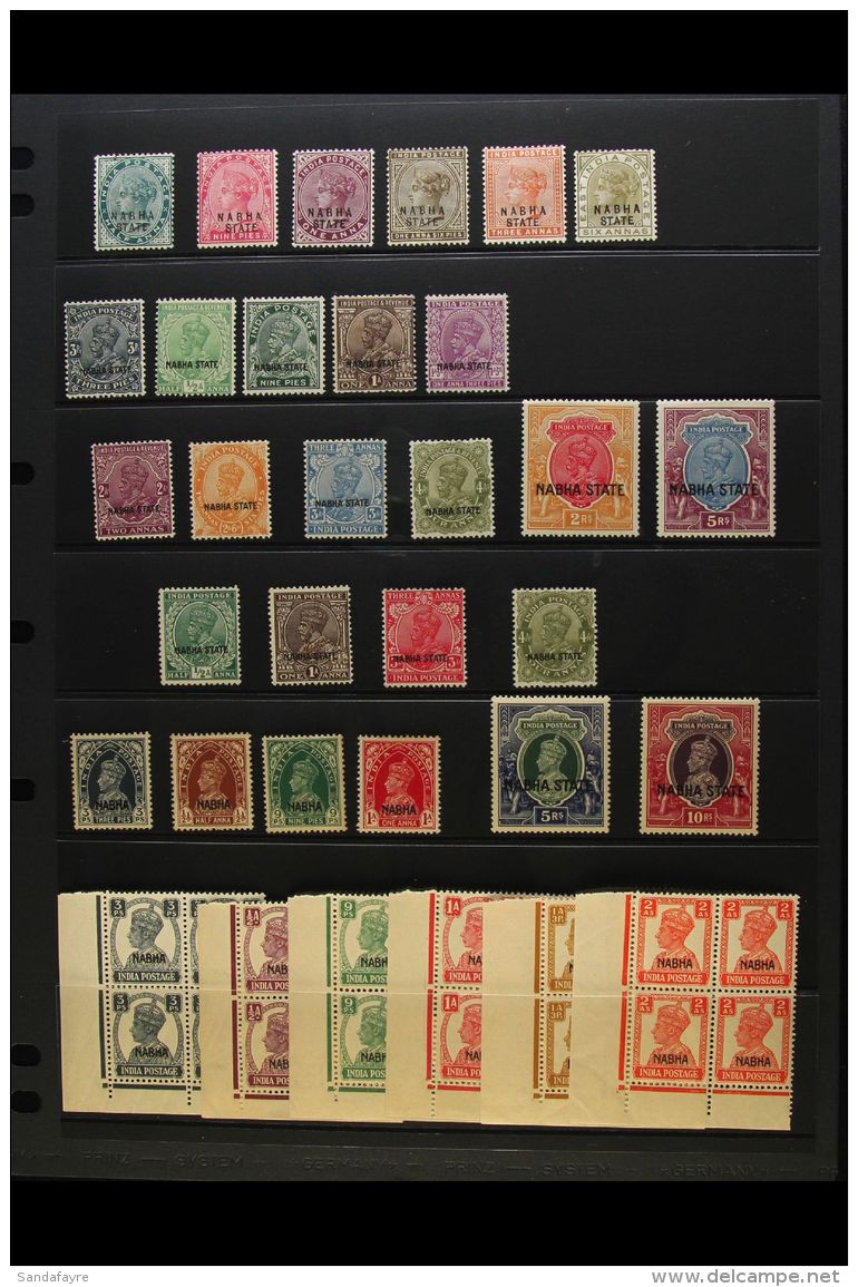 NABHA  1885-1945 MINT COLLECTION Presented On A Pair Of Stock Pages. Includes An 1885 QV Range To 6a, 1927-36 KGV... - Autres & Non Classés