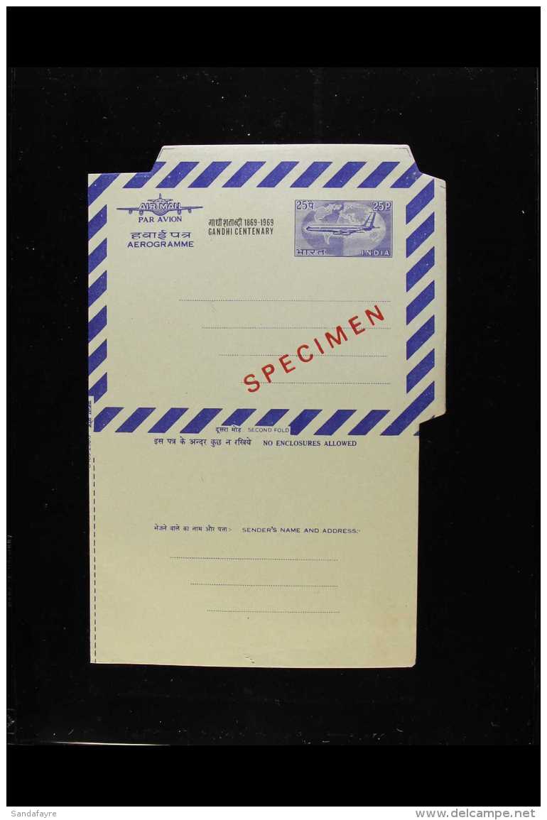 AEROGRAMME  1969 25p Blue On Greenish Paper With "1869-1969 GANDHI CENTENARY" Handstamp And Illustration Of... - Otros & Sin Clasificación