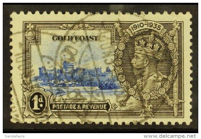 1935  1d Ultramarine And Grey Black, Silver Jubilee, Variety "Extra Flagstaff", SG 113a, Fine Used With Variety... - Costa De Oro (...-1957)