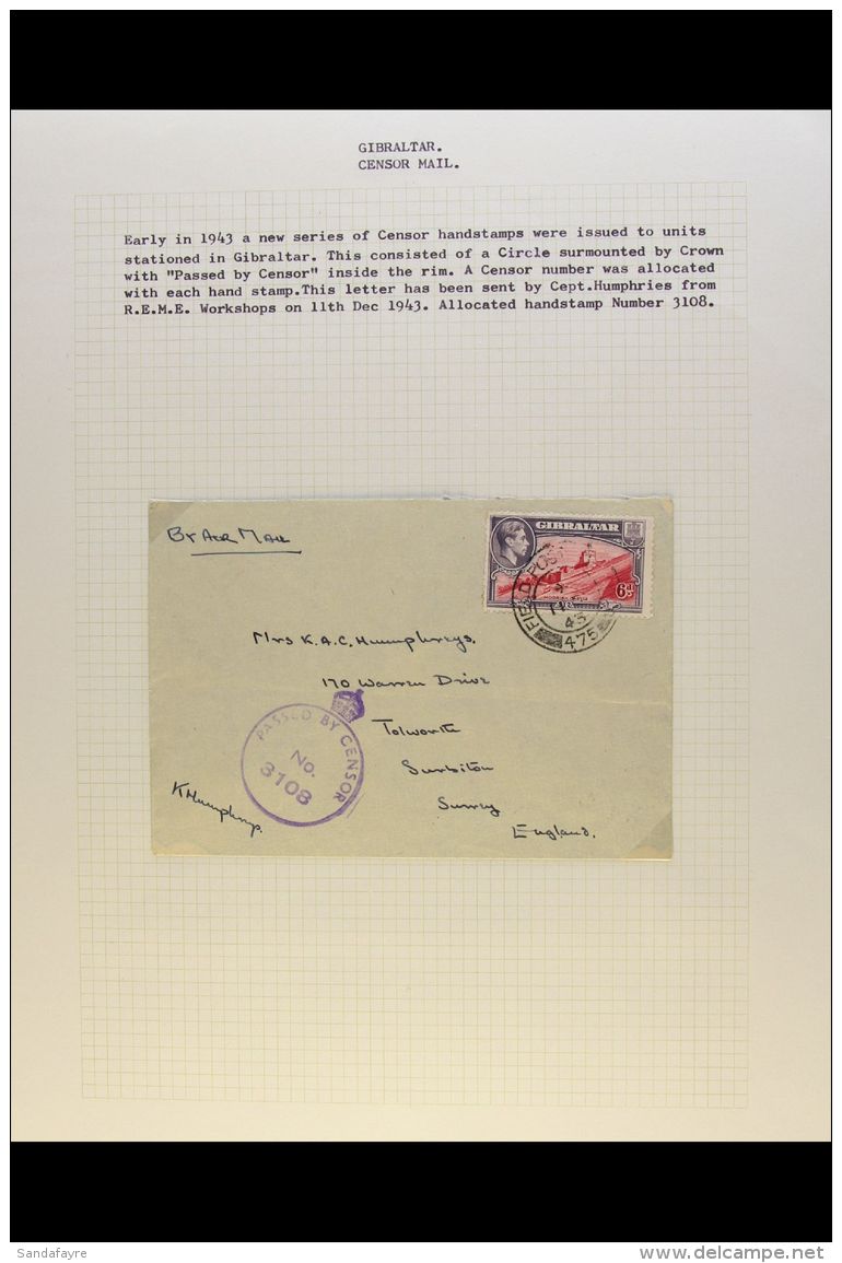 1938-1952 ATTRACTIVE COVERS COLLECTION  On Leaves, Mostly CENSORED Covers With Various Censor Cachets &amp; Tapes... - Gibraltar