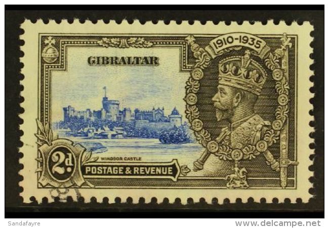 1935  2d Ultramarine And Grey Black, Silver Jubilee, Variety "Extra Flagstaff", SG 114a, Good Used But With Some... - Gibraltar