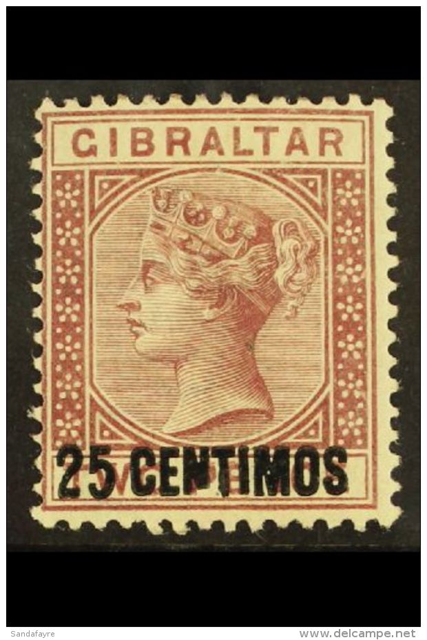 1889  25c On 2d Brown Purple "Broken N" Variety, SG 17b, Fine Mint For More Images, Please Visit... - Gibraltar