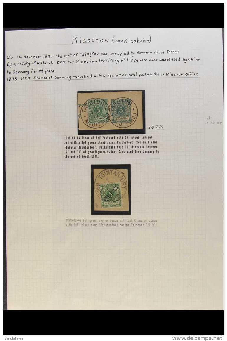 KIAOCHOW  1898 - 1918 Chiefly Used Collection Written Up On Leaves Including 5pf Green Used On 5pf  Postal... - Otros & Sin Clasificación