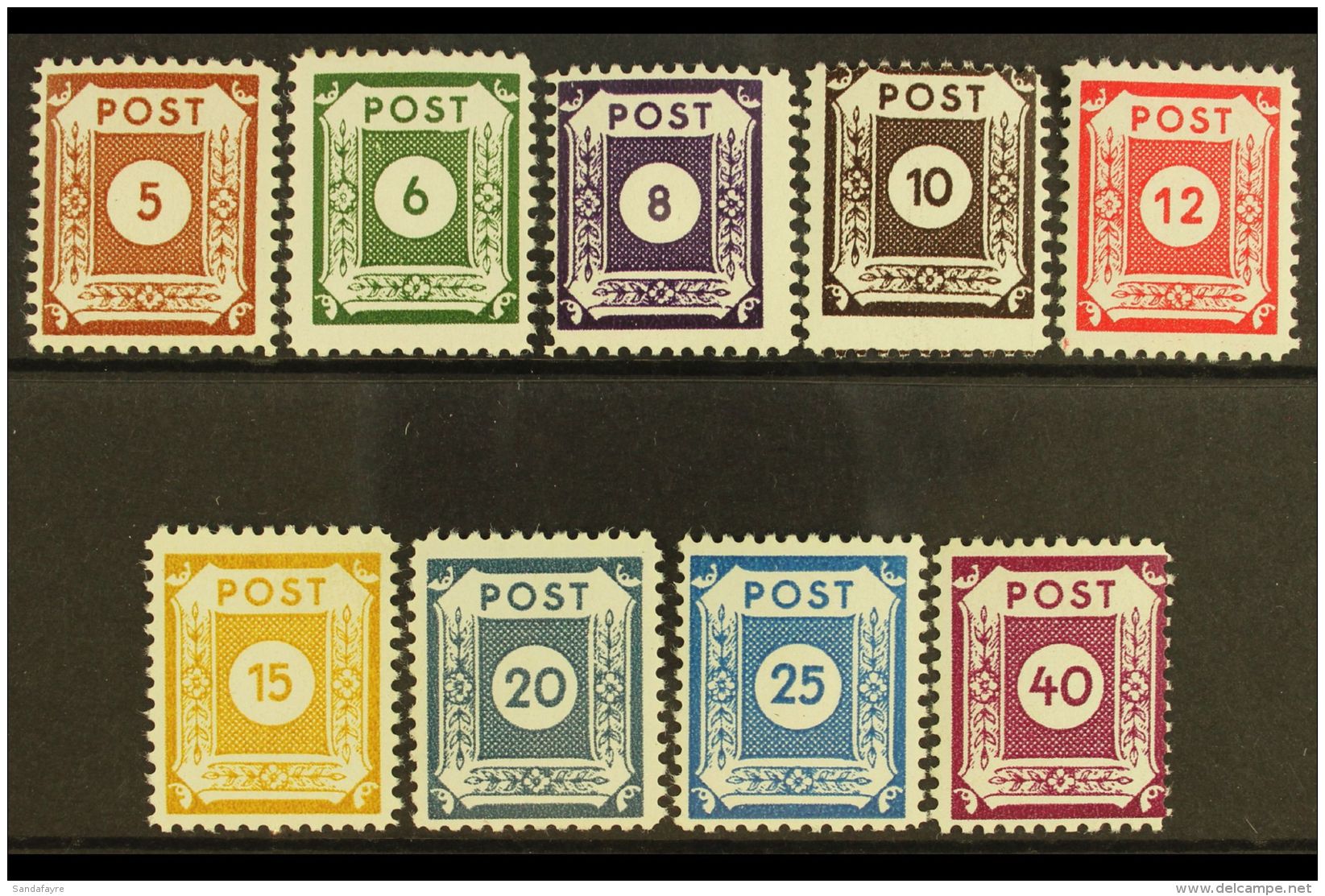 EAST SAXONY  - COSWIG  1945 Numeral Definitive Set, Perf 11, Mi 42DII/50DII, Very Fine NHM. (9 Stamps)  For More... - Otros & Sin Clasificación