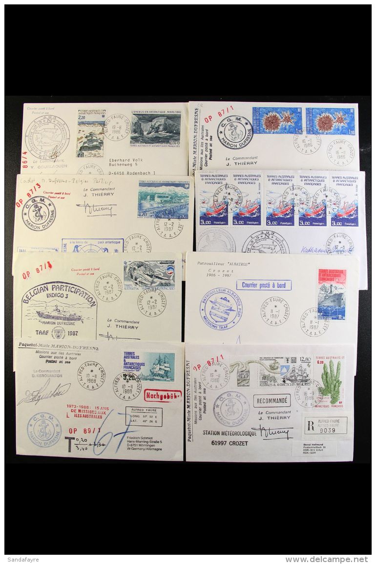 TAAF  1986-89 Group Of Covers And Cards Bearing A Good Range Of Postage And Air Stamps With Values To 12,80fr,... - Autres & Non Classés