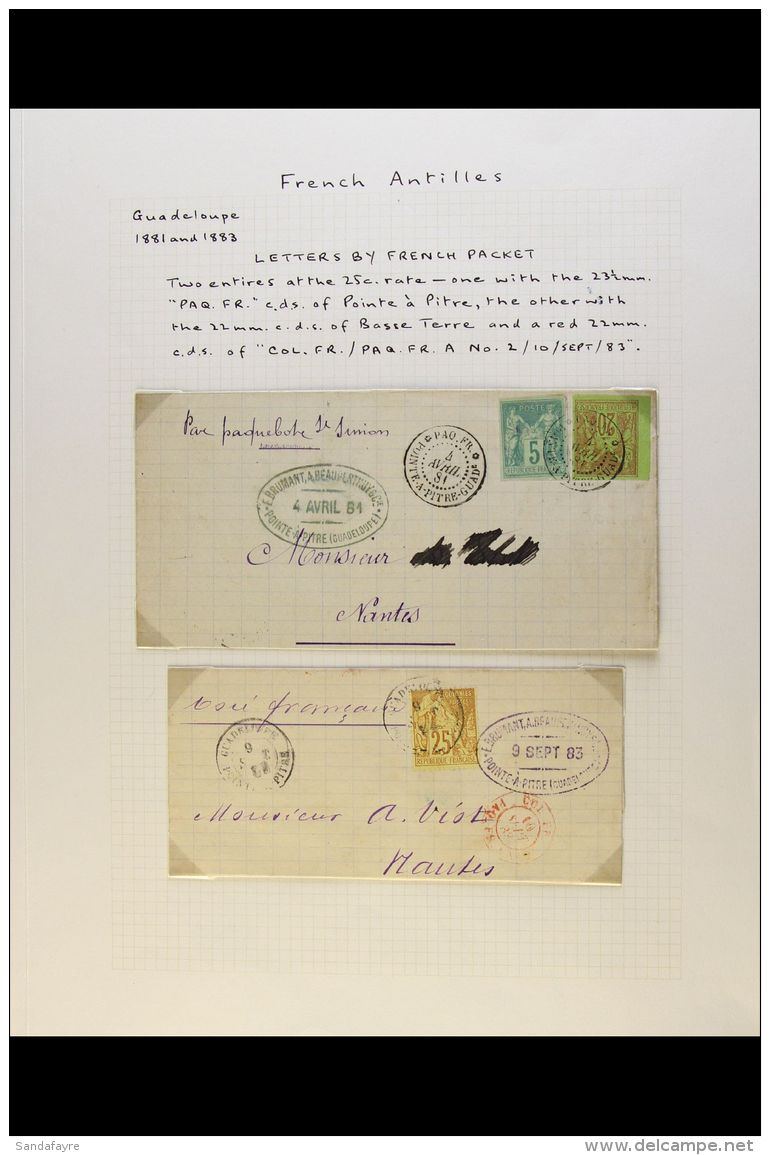 GUADELOUPE  1880 - 1904 Selection Of Cover To France Franked With The 25c Rate, Including 1880 20c Purple On... - Otros & Sin Clasificación