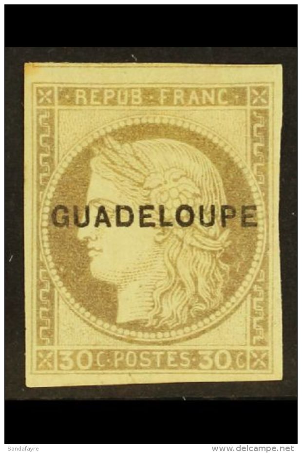 GUADELOUPE  1891 30c Brown Ceres, Overprinted, Yv 12, Very Fine Mint. For More Images, Please Visit... - Other & Unclassified