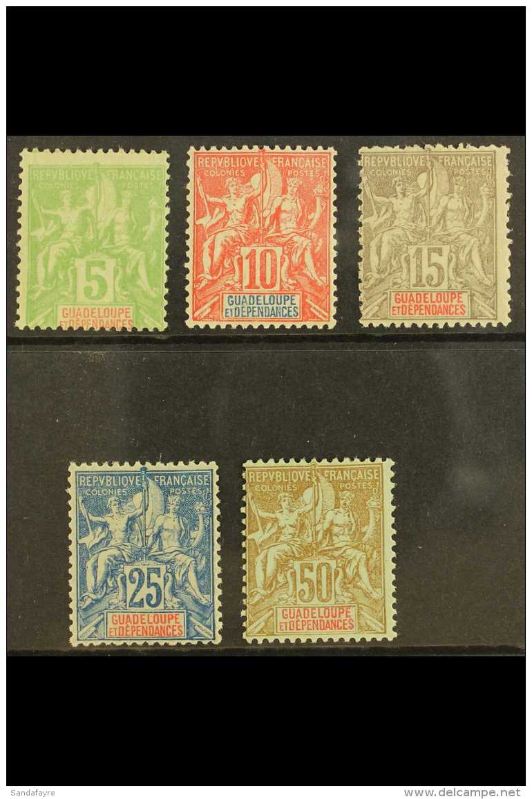 GUADELOUPE  1900-01 Tablets Complete Set (Yvert 40/44, SG 48/52), Fine Mint, Very Fresh. (5 Stamps) For More... - Otros & Sin Clasificación