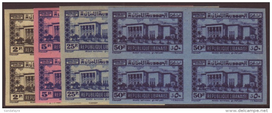 GRAND LIBAN  1945 Postage Due Set, Yvert 37/40 In Fine NHM IMPERF Blocks Of Four. (16 Stamps) For More Images,... - Other & Unclassified