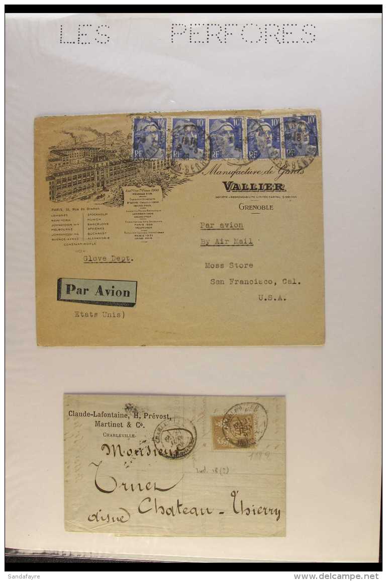 PERFINS ON COVERS  1882-1948 Interesting Collection Of Mostly Printed Covers &amp; Cards Bearing Stamps With... - Otros & Sin Clasificación