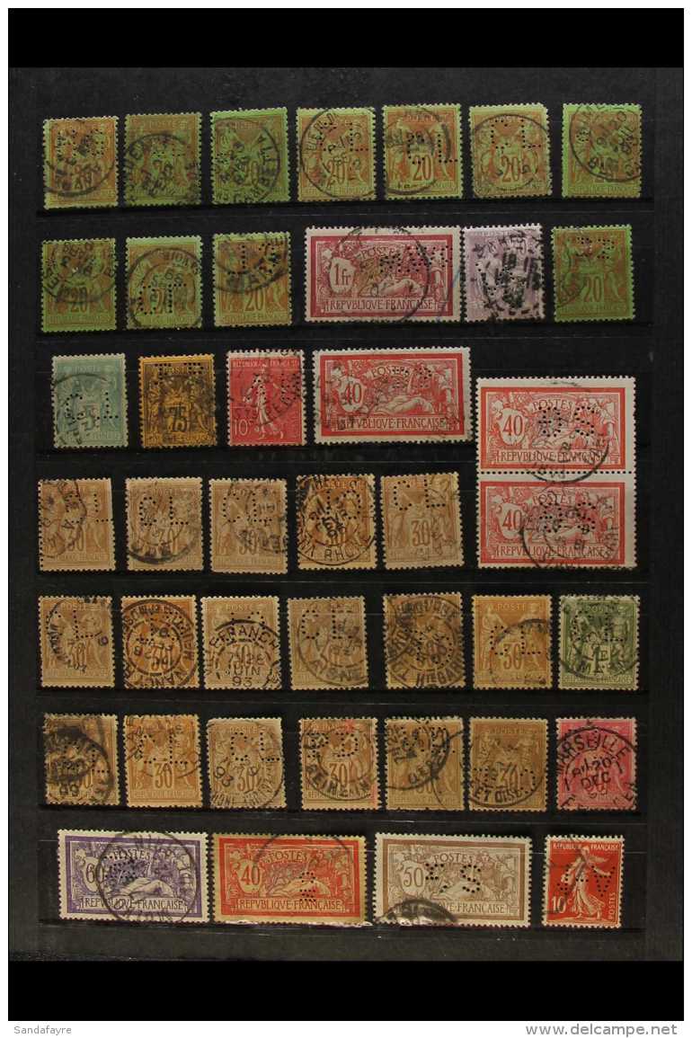 PERFINS  1860's-1950's Interesting Collection/accumulation Of Used Stamps With Various Commercial Perfins In A... - Andere & Zonder Classificatie