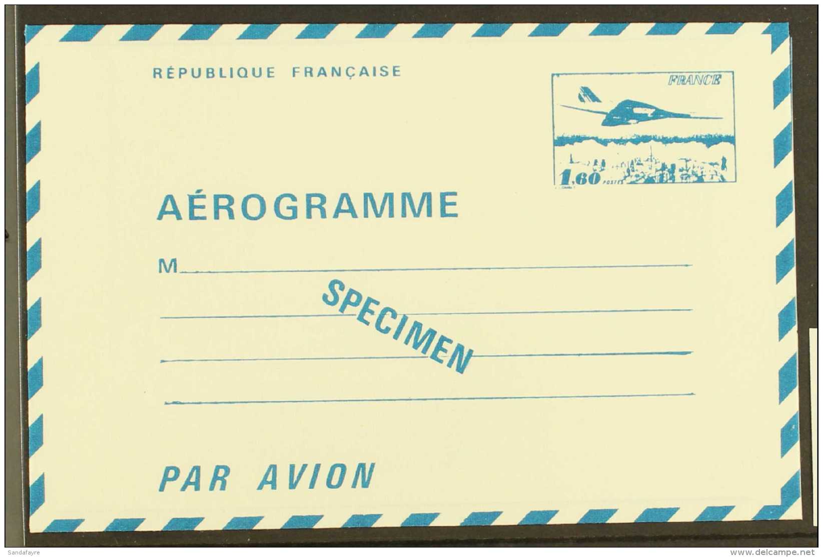 1977  1.60f Concorde SPECIMEN Aerogramme Special Printing For Cours D'Instruction (post Office Training Schools)... - Otros & Sin Clasificación