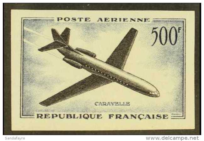 1957-59  500f Blue &amp; Black AIR POST Imperf, Yv 36a, Never Hinged Mint For More Images, Please Visit... - Otros & Sin Clasificación