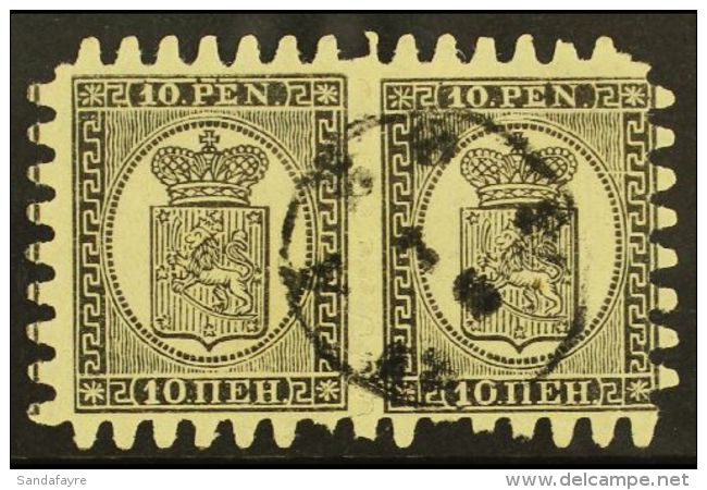 1871  10p Black/buff, Wove Paper, Type III Serpentine Roulette, SG 59, Fine Cds Used Intact Pair, Right Hand... - Otros & Sin Clasificación