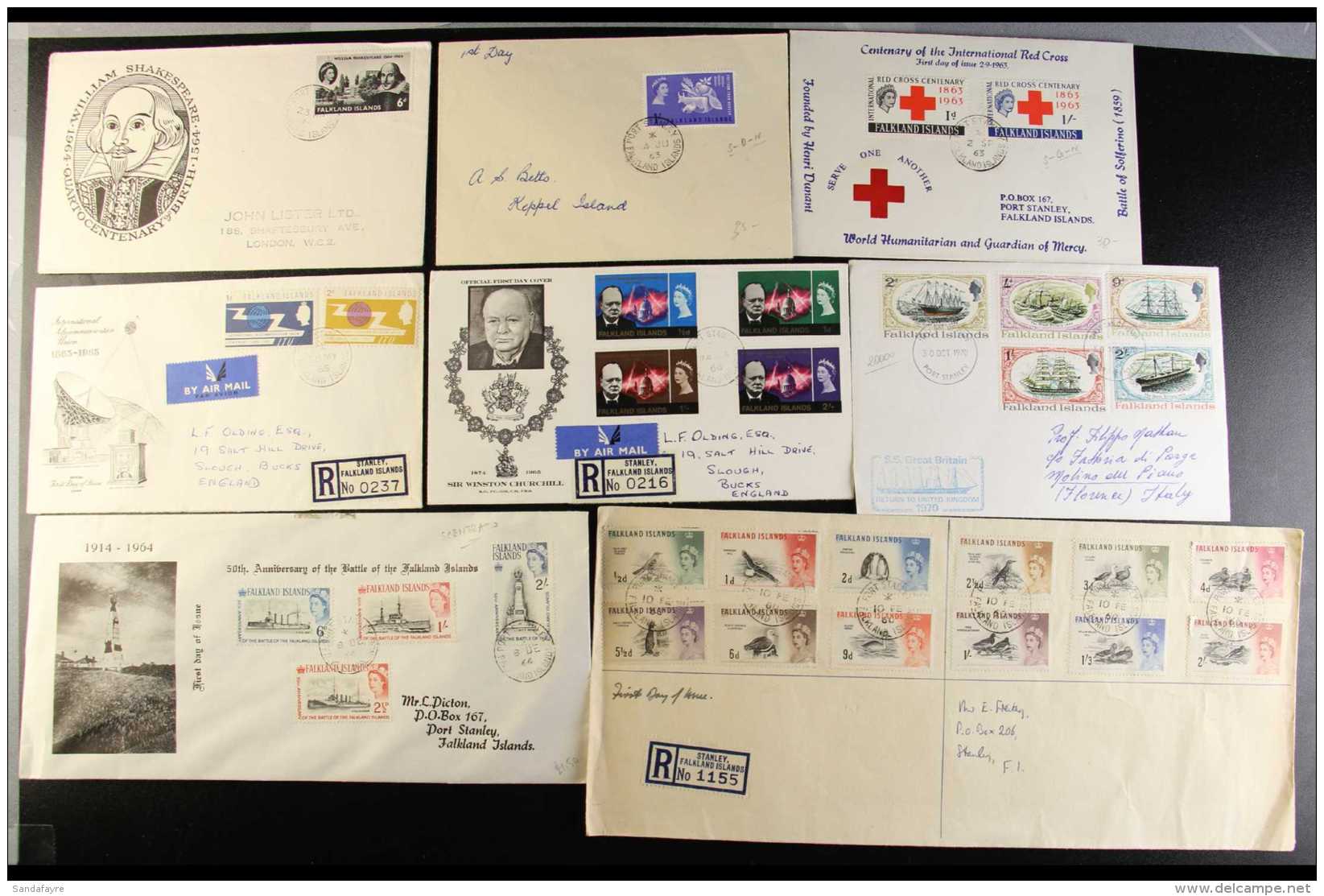 1937-70 COVERS HOARD  A Small Hoard Of "Sterling" Currency Commercial &amp; Philatelic Covers Inc Airmail &amp;... - Islas Malvinas