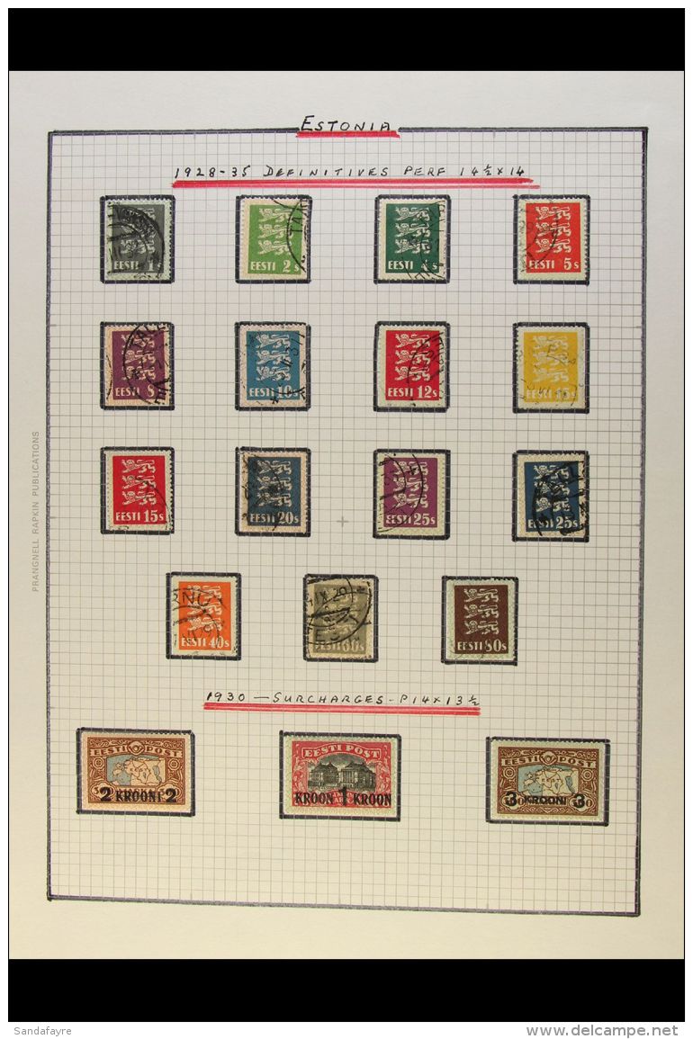 1918-1940 ALL DIFFERENT COLLECTION  A Mint &amp; Used Collection (mostly Used) That Includes Many Complete Sets... - Estonie