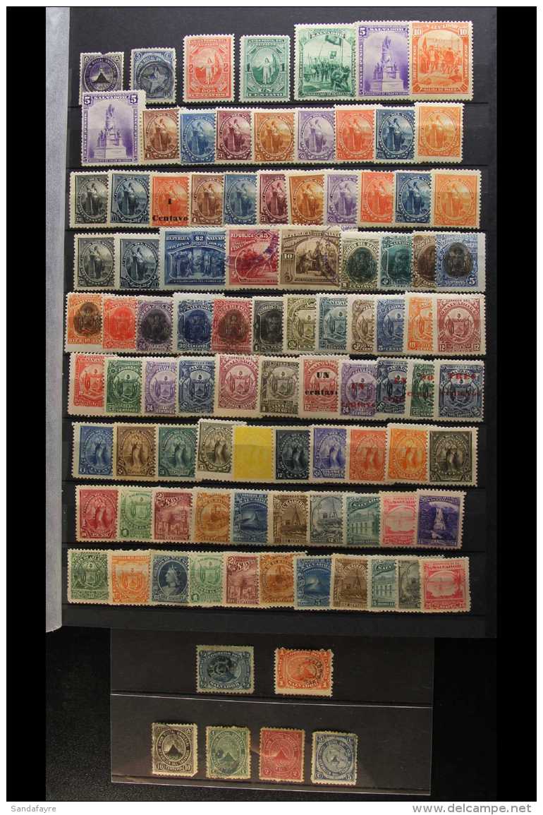 1874-1925 MINT AND USED COLLECTION  Includes 1874 Handstamps &frac12;c Used And 1c Mint, 1879-89 Types To 5c... - El Salvador