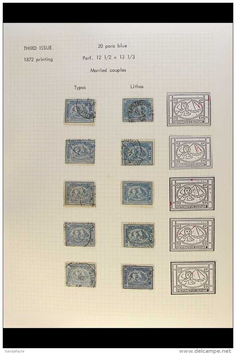 1872-75 SPHINX &amp; PYRAMID - PENASSON PRINTING.  20pa BLUE (SG 26 &amp; 30) Specialized Mostly Used Study... - Otros & Sin Clasificación