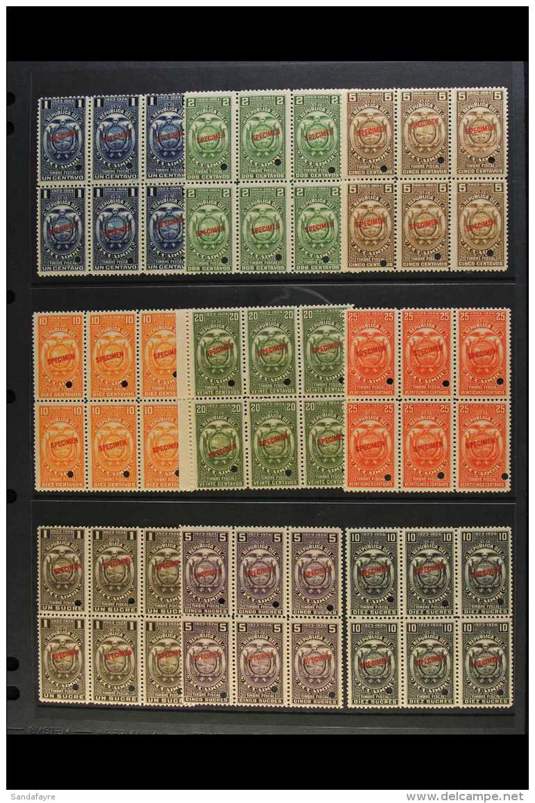 REVENUE STAMPS - SPECIMEN OVERPRINTS  1923-24 "Timbre Fiscal" Complete Set (1c To 10s) In NEVER HINGED MINT... - Ecuador