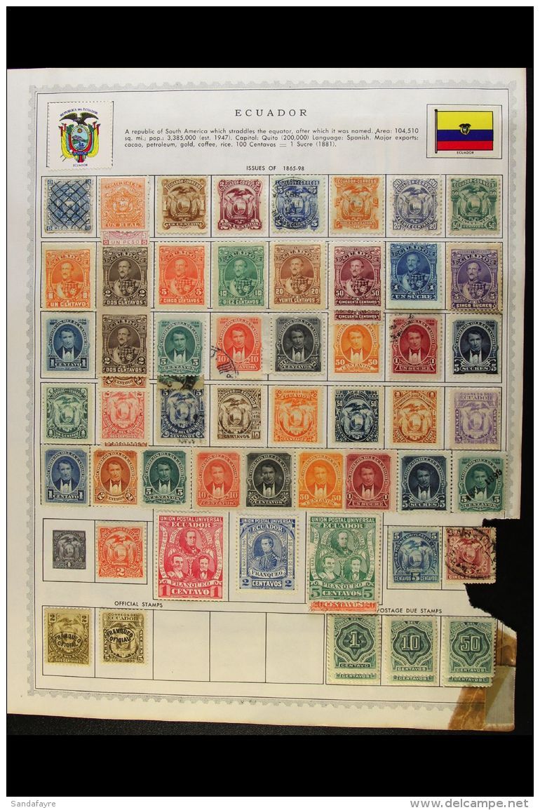 1865-1960s MINT &amp; USED COLLECTION  A Mostly All Different Collection Presented On Printed Album Pages That... - Ecuador