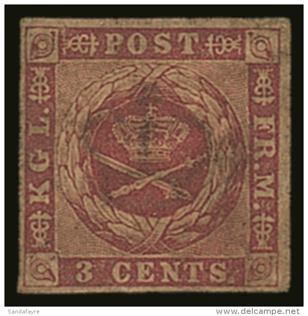 1855  3c Deep Brownish Crimson With Deep Brown Gum, SG 3 (Facit 1c), Never Hinged Mint. Scarce In This Condition.... - Danish West Indies