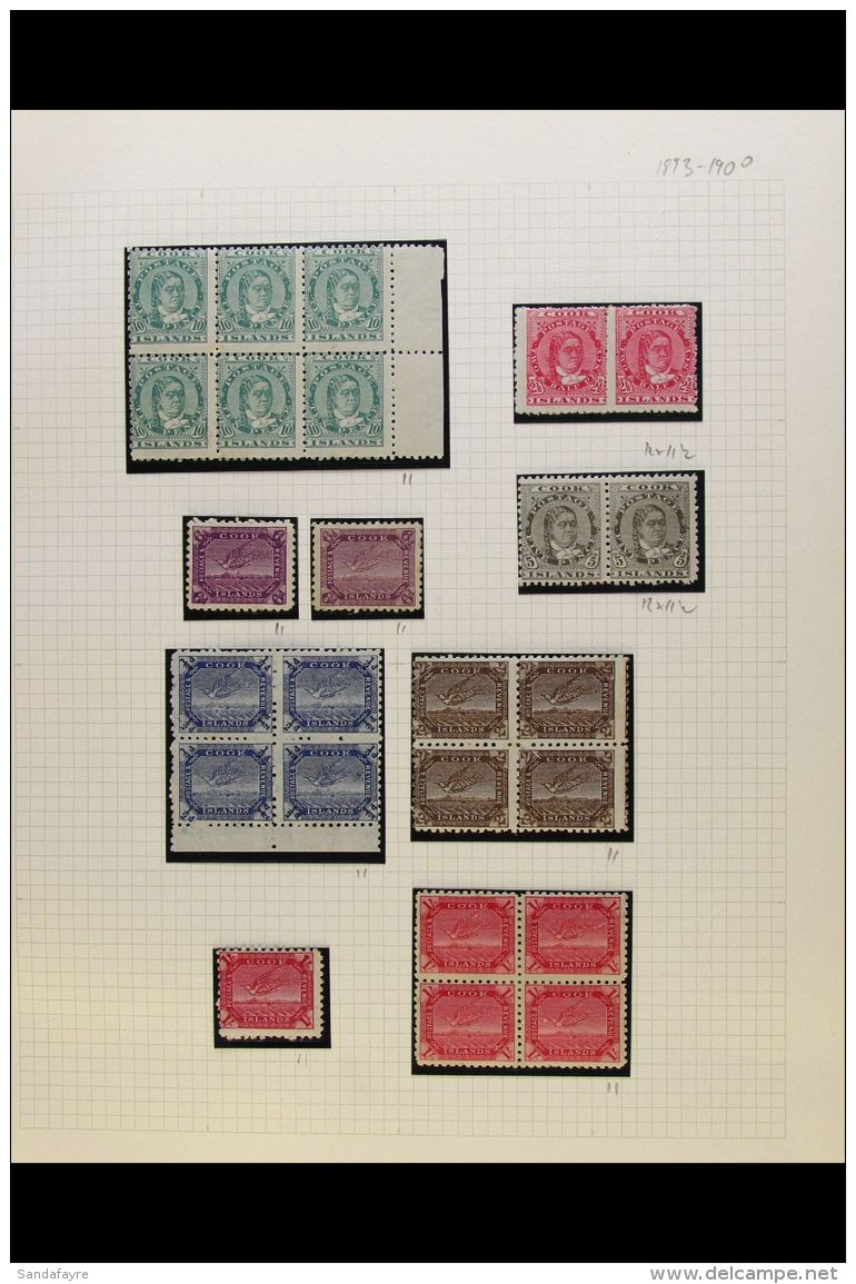 1893-1913 ATTRACTIVE FINE MINT COLLECTION WITH MANY BLOCKS  Presented In Hingeless Mounts On Leaves, Inc... - Islas Cook