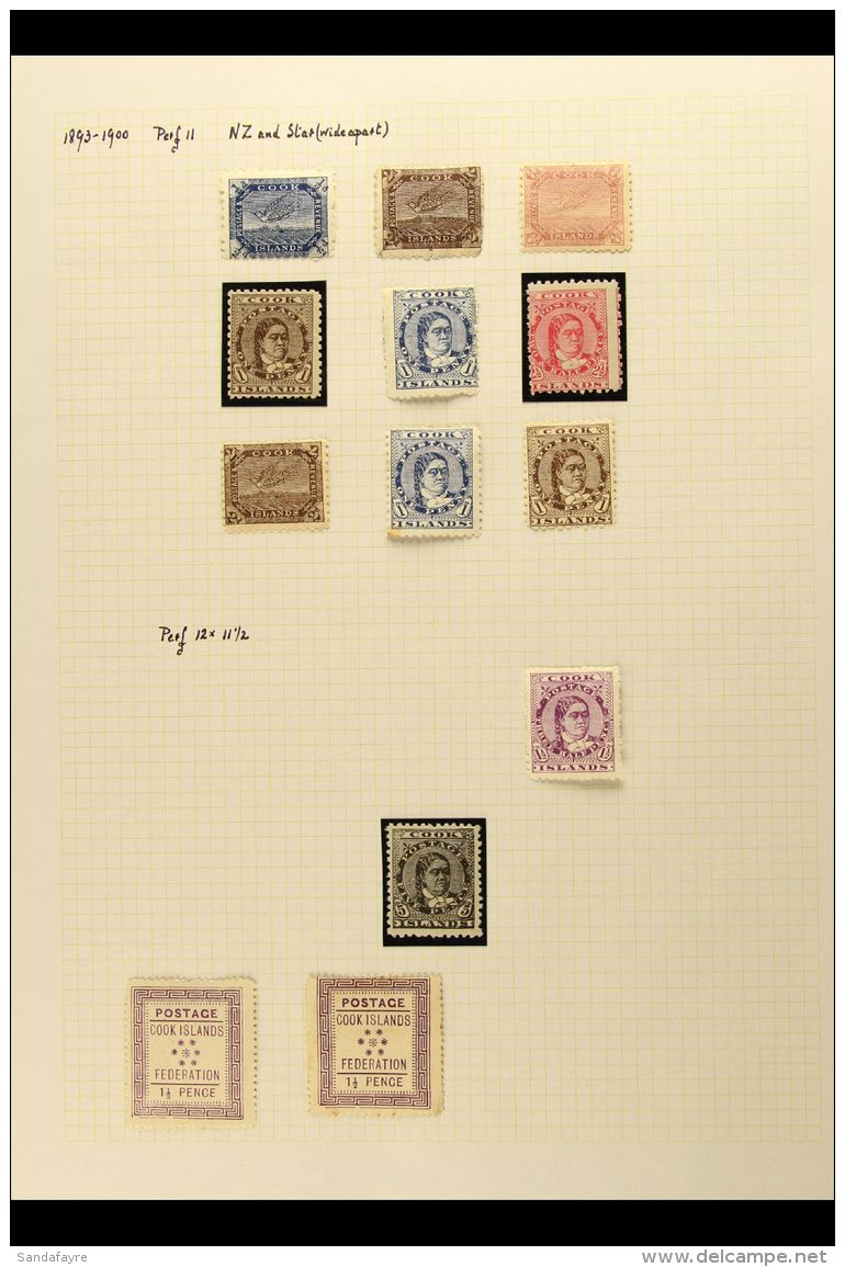 1892-1949 MINT &amp; USED COLLECTION  On Leaves, Inc 1892 1&frac12;d (x2) Unused, 1893-1900 Mint Set To 6d Inc 1d... - Islas Cook