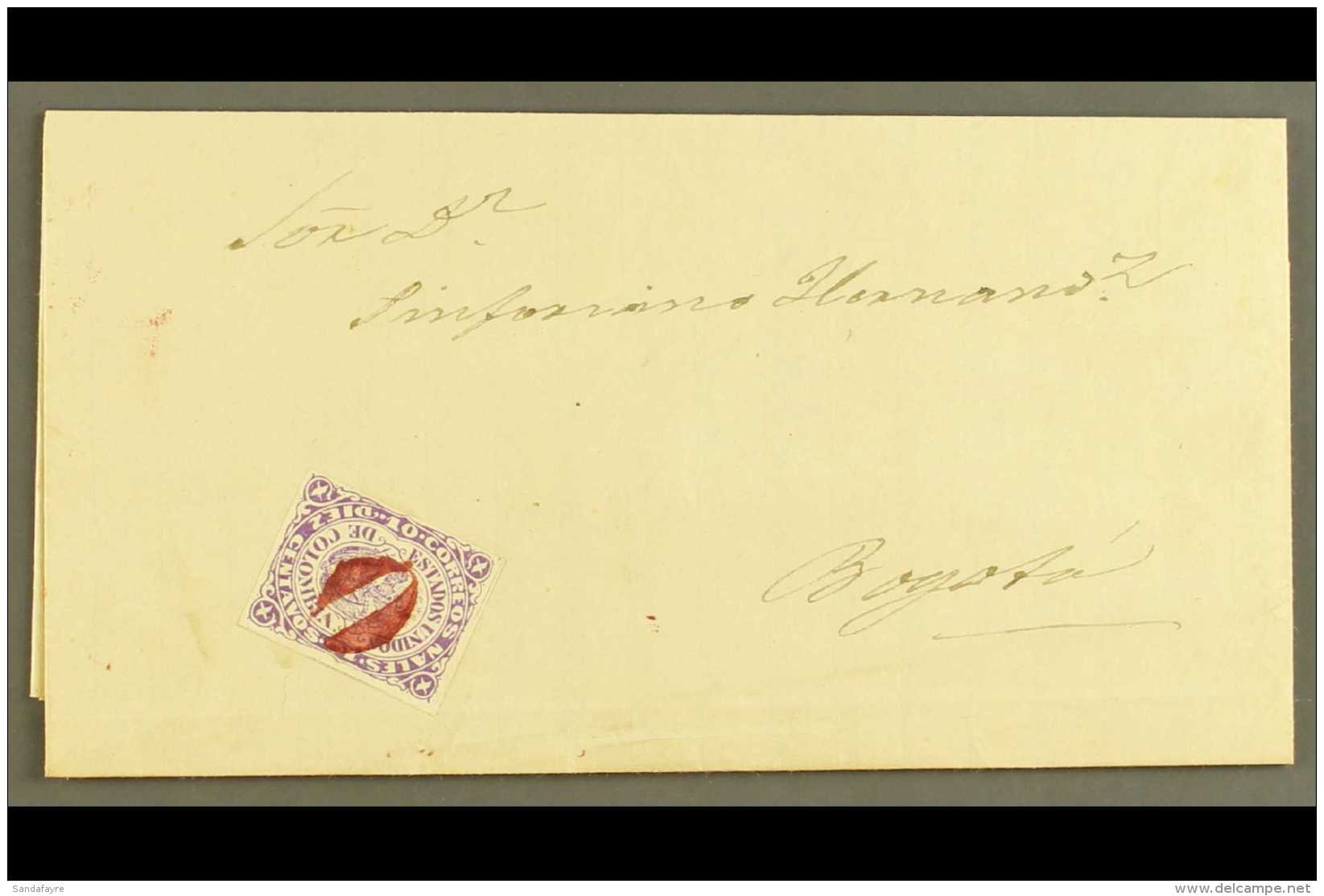 1870 (26 SEP) ENTIRE LETTER  From Medellin To Bogota Bearing 1868 10c Violet Type I, Scott 54a, With Neat... - Colombia