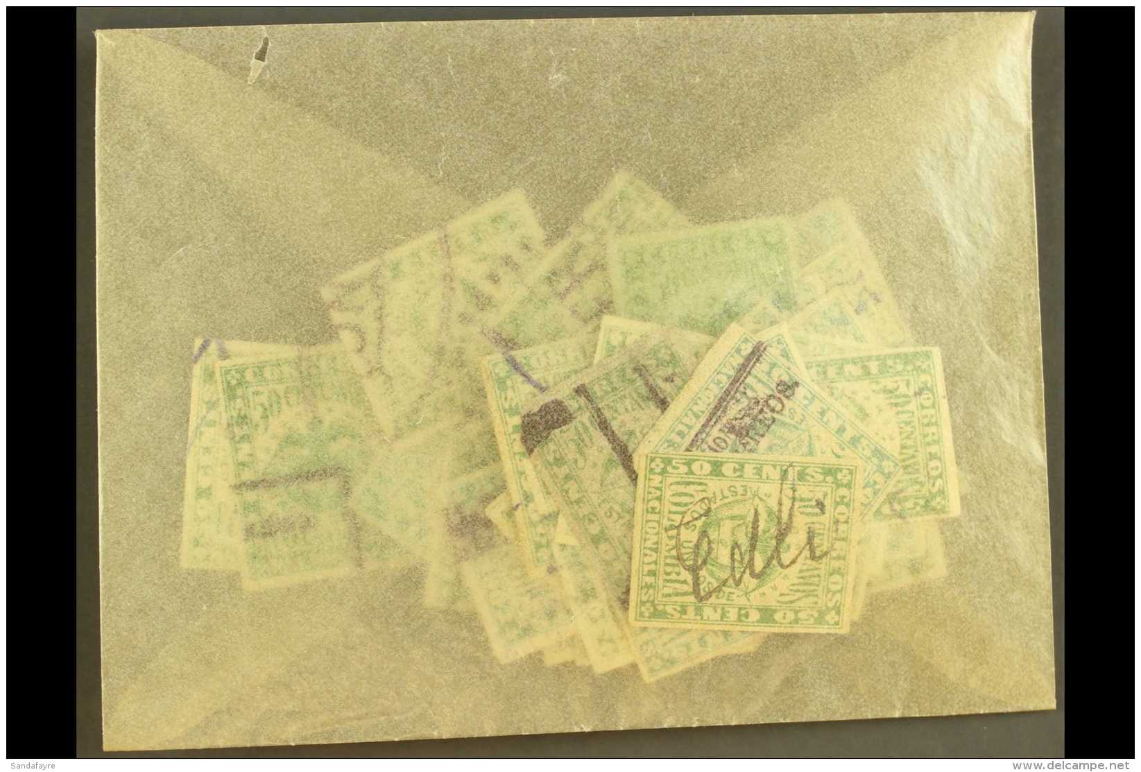 1868  50c Green, Scott 56, Used Assembly In A Packet, Ideal To Sort For Postmarks. (54 Stamps)  For More Images,... - Colombia