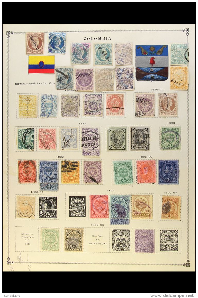 1865-1960 MOSTLY USED COLLECTION  On Old Pages, Inc Useful 19th Century Issues, Air Post Issues, Registration,... - Colombia